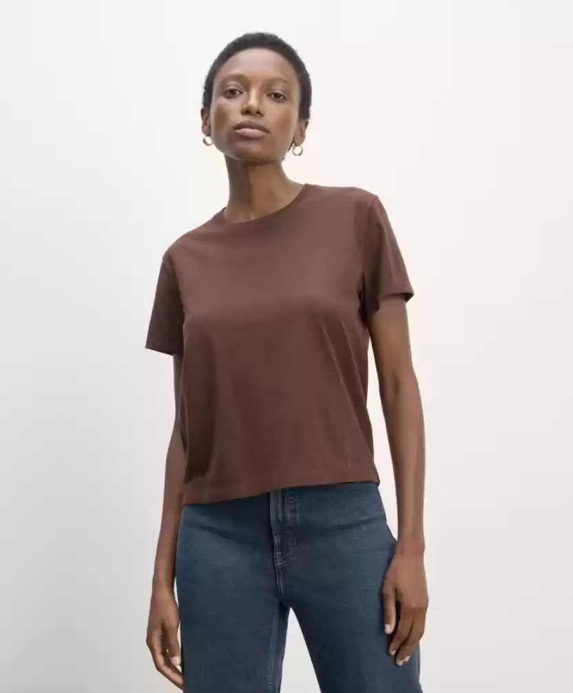 The Box-Cut Tee in Essential Cotton Dark Mahogany - Everlane